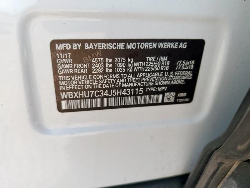 2018 BMW X1 SDRIVE2 WBXHU7C34J5H43115