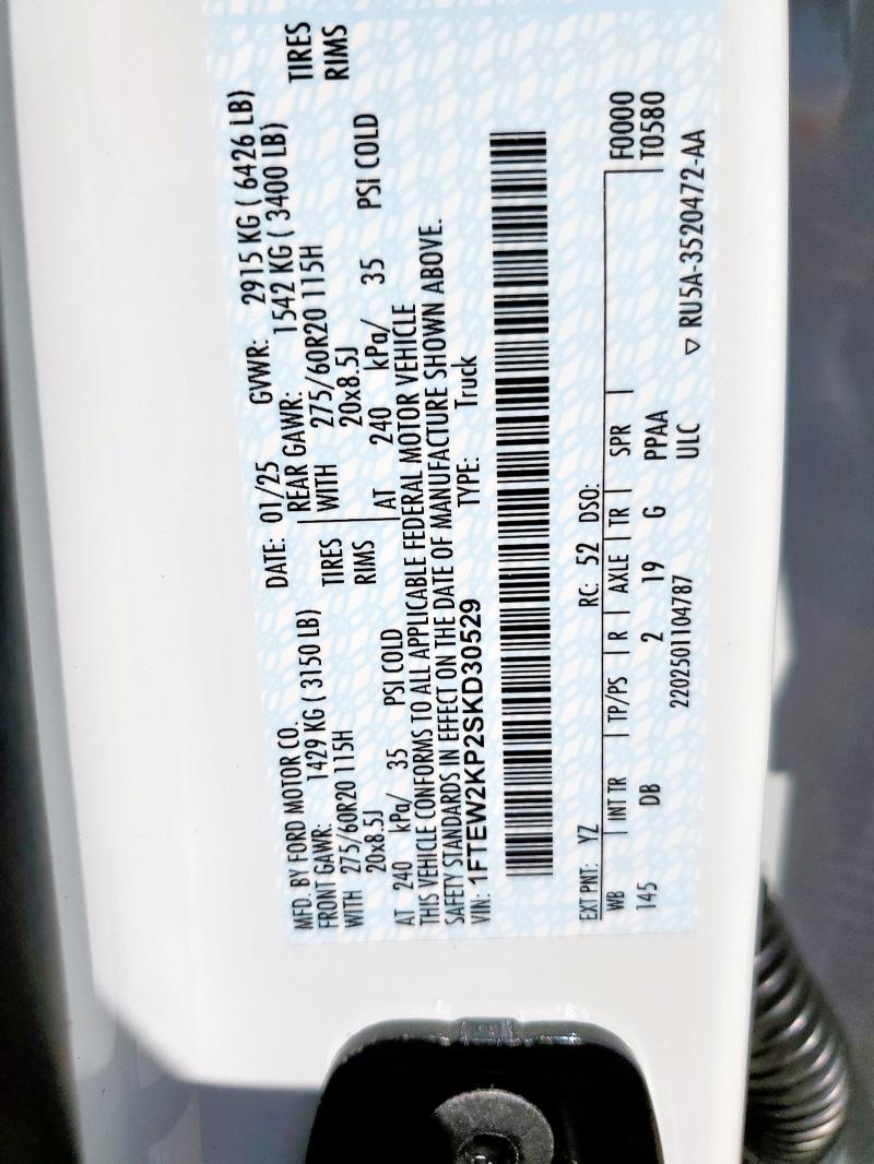2025 FORD F150 STX 1FTEW2KP2SKD30529