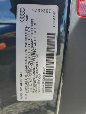 2022 AUDI A5 PREMIUM WAUWAGF52NN000480