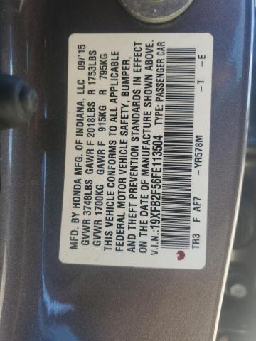 2015 HONDA CIVIC LX 19XFB2F56FE113504