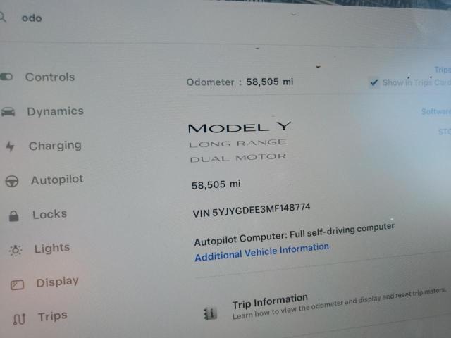 2021 TESLA MODEL Y - 5YJYGDEE3MF148774