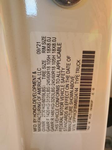 2021 HONDA RIDGELINE - 5FPYK3F89MB024744