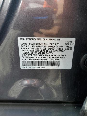 2020 HONDA PILOT EXL 5FNYF6H56LB029965