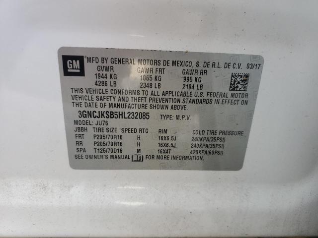 2017 CHEVROLET TRAX LS 3GNCJKSB5HL232085