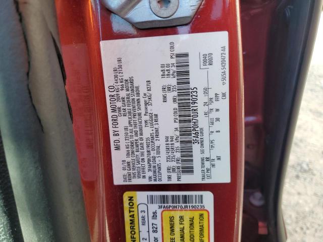 2018 FORD FUSION SE - 3FA6P0H70JR190235