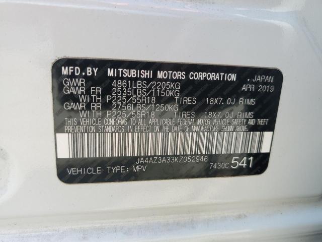 2019 MITSUBISHI OUTLANDER SE JA4AZ3A33KZ052946