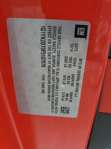 2015 CHEVROLET CORVETTE S 1G1YK2D70F5107876