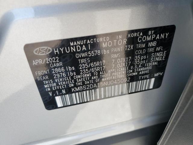 2022 HYUNDAI SANTA FE BLUE KM8S2DA15NU045092