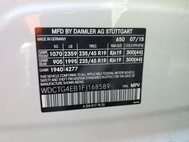 2015 MERCEDES-BENZ GLA 250 WDCTG4EB1FJ168589