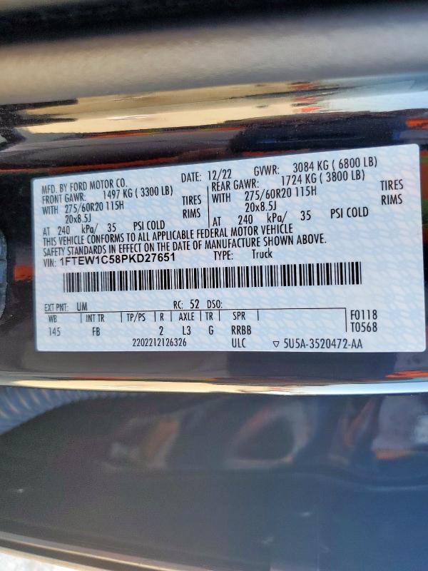 2023 FORD F150 2WD 1FTEW1C58PKD27651