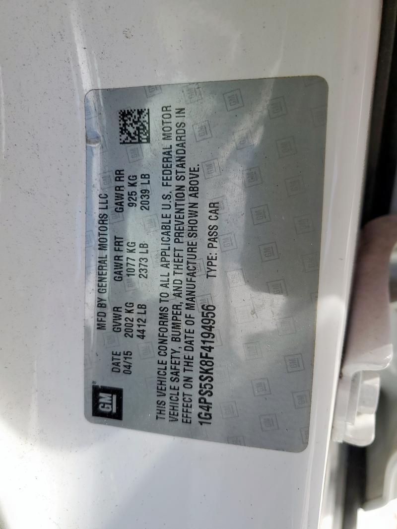 2015 BUICK VERANO 1G4PS5SK8F4194956