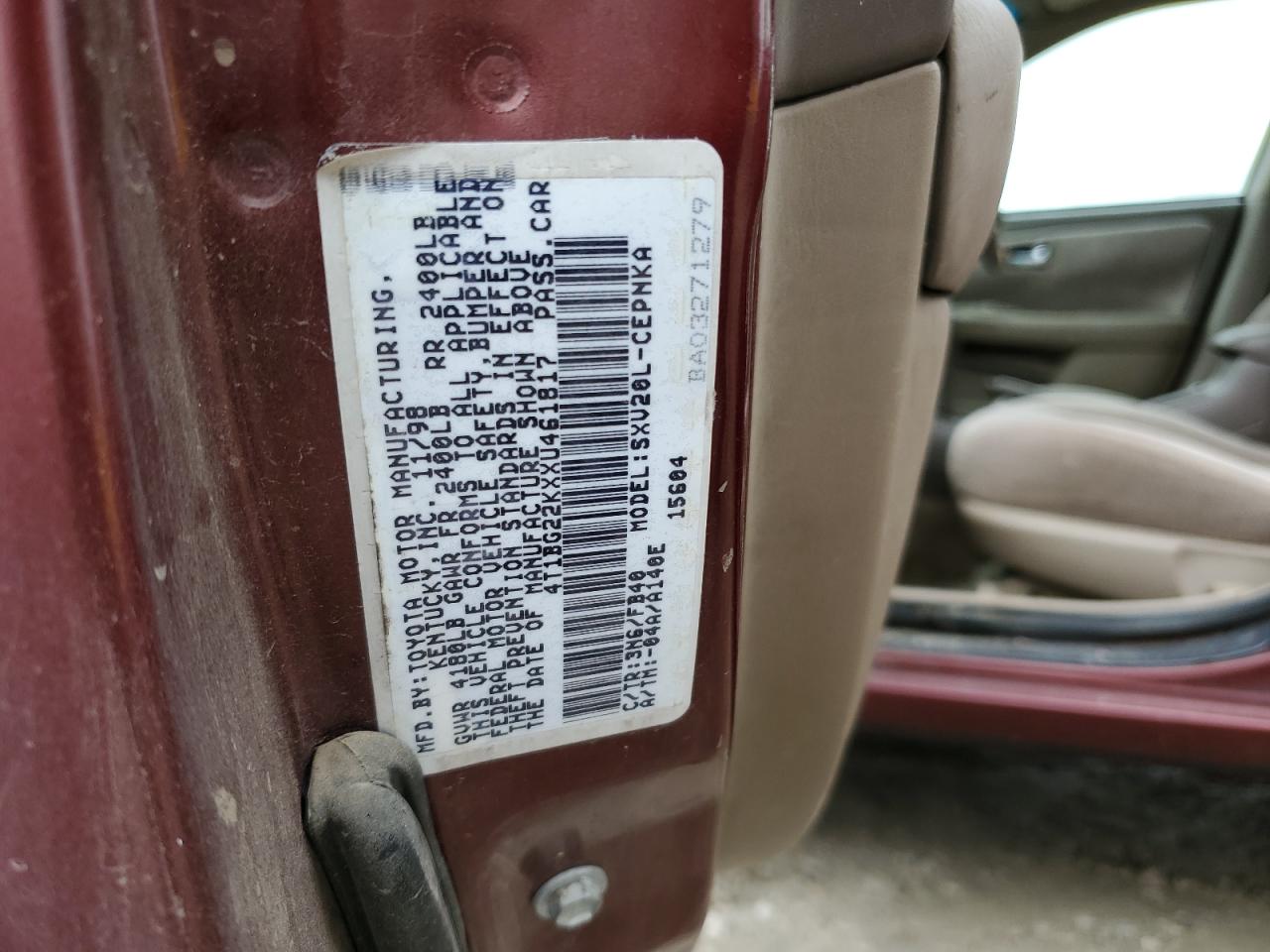 Lot #3279686916 1999 TOYOTA CAMRY CE