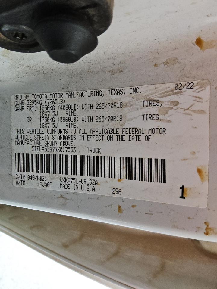 Lot #3304534438 2022 TOYOTA TUNDRA DOU