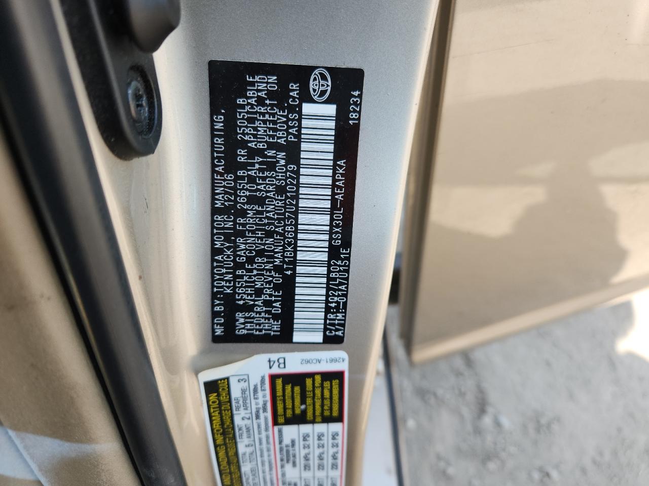 Lot #3298203041 2007 TOYOTA AVALON XL