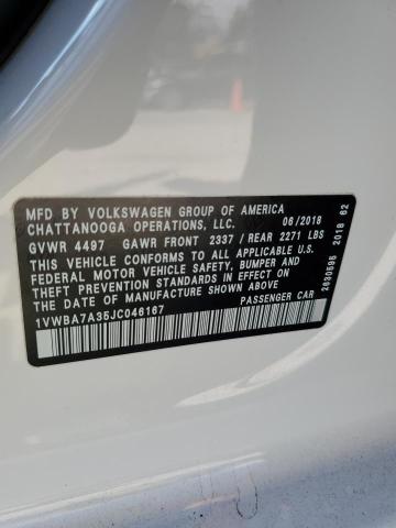 2018 VOLKSWAGEN PASSAT SE 1VWBA7A35JC046167