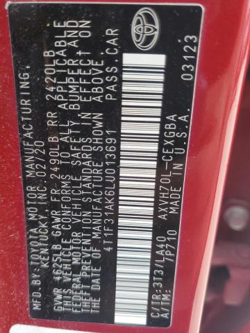 2020 TOYOTA CAMRY XLE 4T1F31AK6LU013691