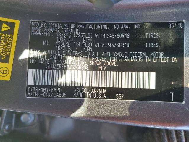 2018 TOYOTA HIGHLANDER 5TDZZRFH1JS268908