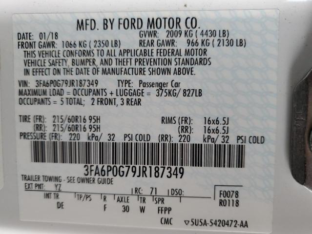 2018 FORD FUSION S 3FA6P0G79JR187349