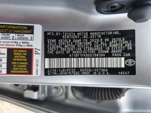 2016 TOYOTA CAMRY LE 4T1BF1FK8GU198394