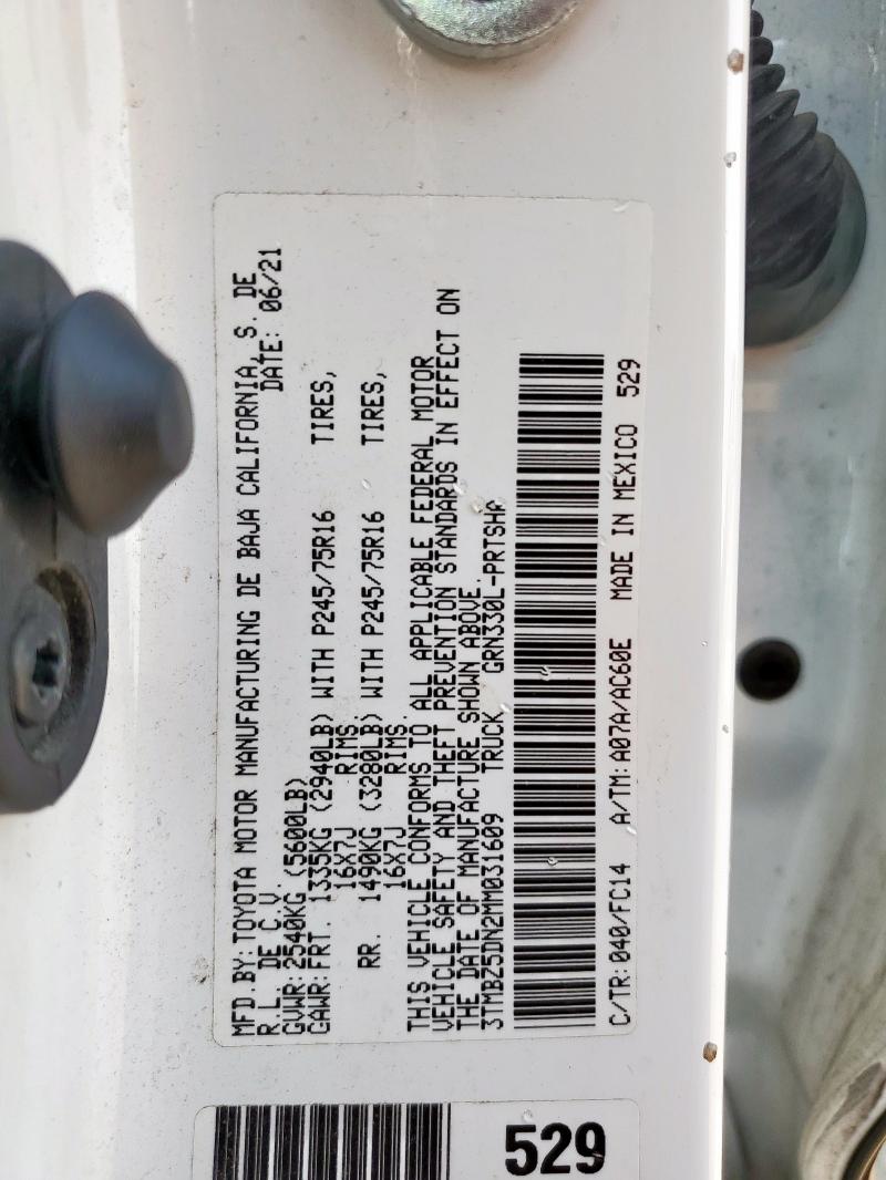 2021 TOYOTA TACOMA DOU 3TMBZ5DN2MM031609