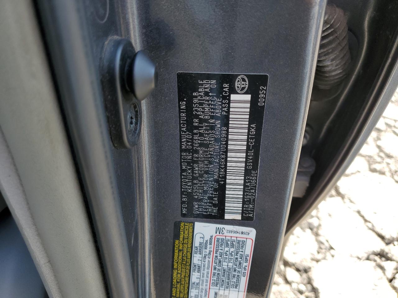 Lot #3264528503 2007 TOYOTA CAMRY LE