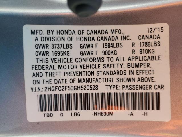 2016 HONDA CIVIC LX 2HGFC2F50GH520528
