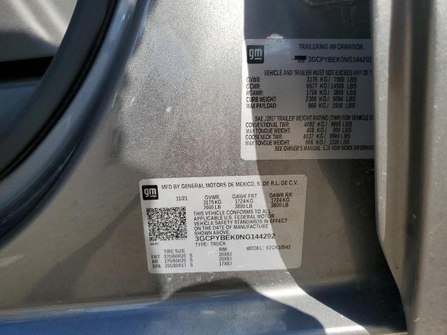 2022 CHEVROLET SILVERADO - 3GCPYBEK0NG144292