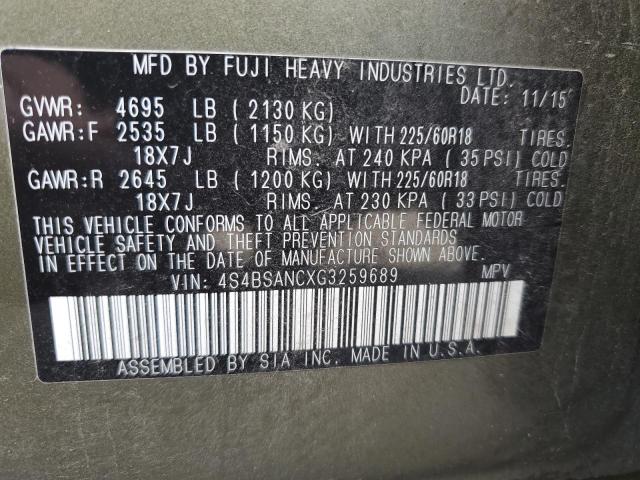 2016 SUBARU OUTBACK 2. - 4S4BSANCXG3259689