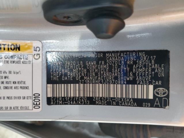 2018 TOYOTA COROLLA L 2T1BURHE1JC970884