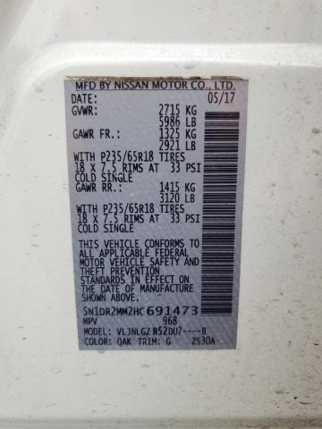 2017 NISSAN PATHFINDER 5N1DR2MM2HC691473