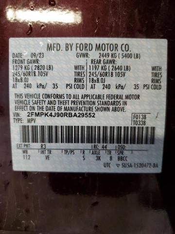 2024 FORD EDGE SEL - 2FMPK4J90RBA29552