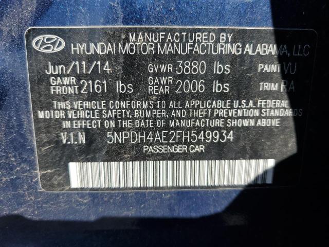 2015 HYUNDAI ELANTRA SE 5NPDH4AE2FH549934