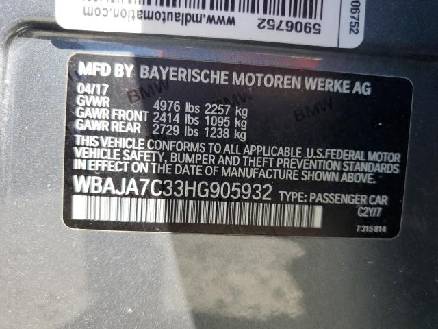 2017 BMW 530 XI WBAJA7C33HG905932