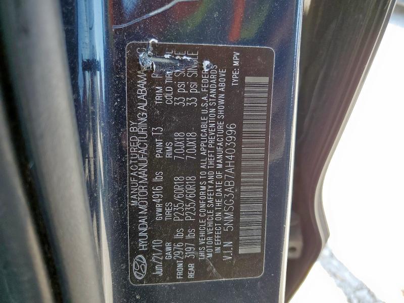 2010 HYUNDAI SANTA FE G - 5NMSG3AB7AH403996