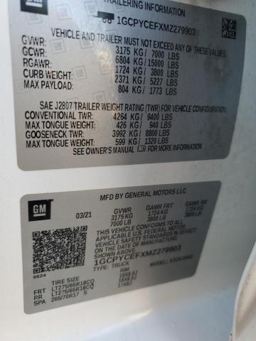 2021 CHEVROLET SILVERADO 1GCPYCEFXMZ279903