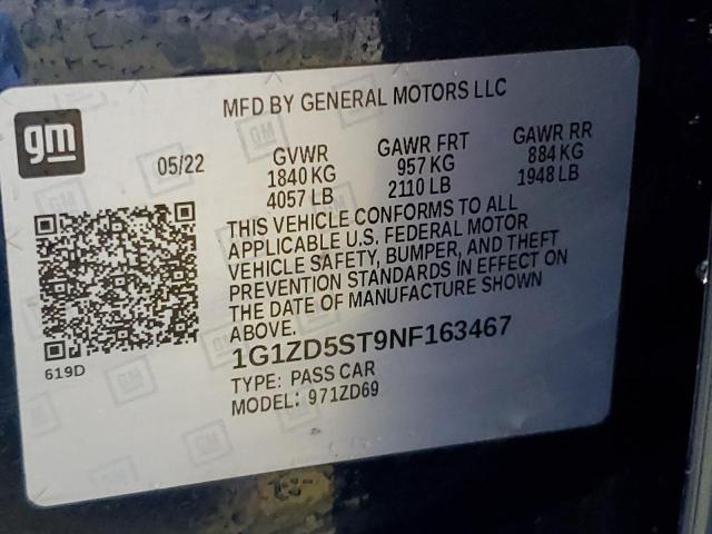 2022 CHEVROLET MALIBU LT - 1G1ZD5ST9NF163467