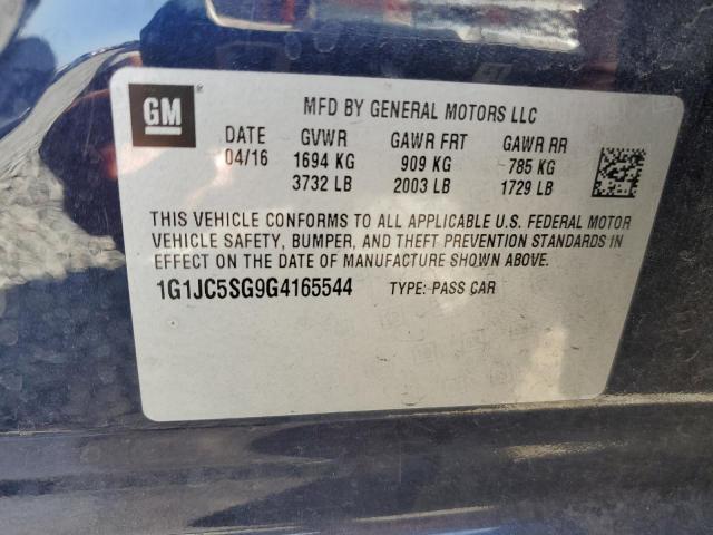 2016 CHEVROLET SONIC LT 1G1JC5SG9G4165544