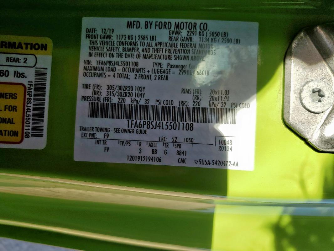 2020 FORD MUSTANG SH 1FA6P8SJ4L5501108