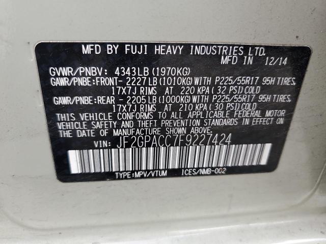 2015 SUBARU XV CROSSTR - JF2GPACC7F9227424