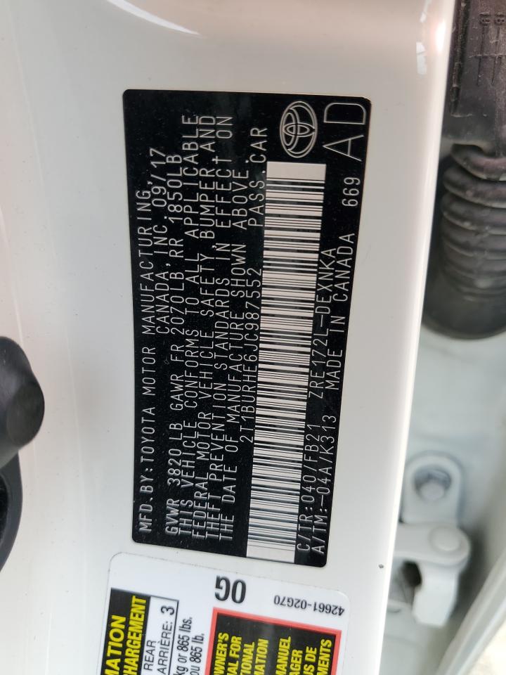 Lot #3316141217 2018 TOYOTA COROLLA L