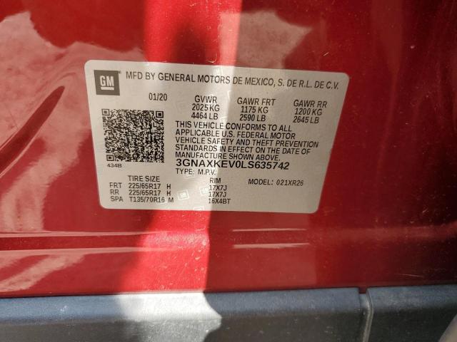 2020 CHEVROLET EQUINOX LT 3GNAXKEV0LS635742