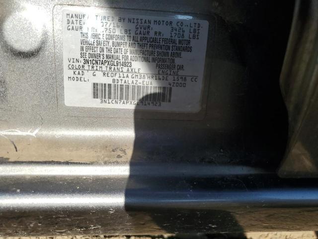 2016 NISSAN VERSA S 3N1CN7APXGL914923