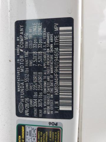 2017 HYUNDAI SANTA FE SE KM8SM4HF9HU194654
