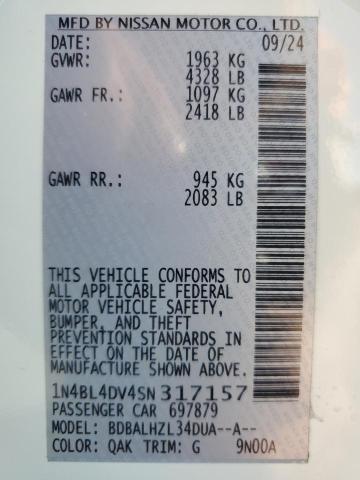 2025 NISSAN ALTIMA SV 1N4BL4DV4SN317157
