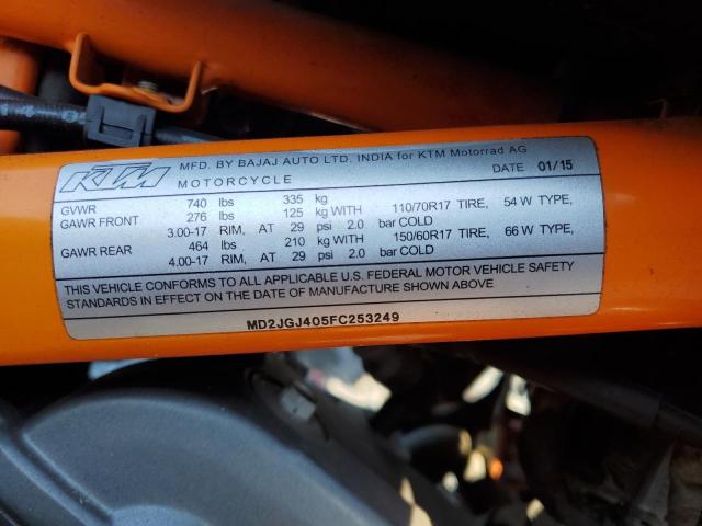 2015 KTM RC 390 - MD2JGJ405FC253249