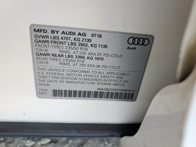 2017 AUDI Q3 PREMIUM WA1BCCFS7HR004512