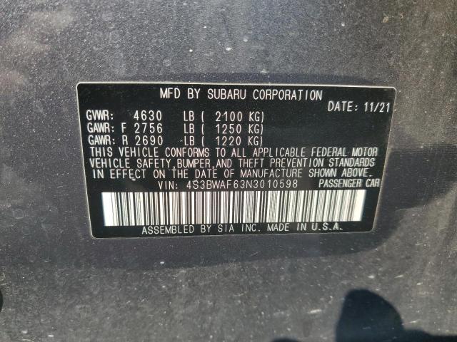 2022 SUBARU LEGACY PRE 4S3BWAF63N3010598