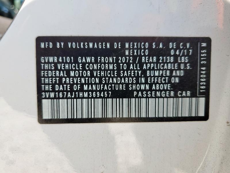 2017 VOLKSWAGEN JETTA S 3VW167AJ1HM369457