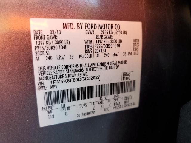 2013 FORD EXPLORER LIMITED - 1FM5K8F80DGC52027