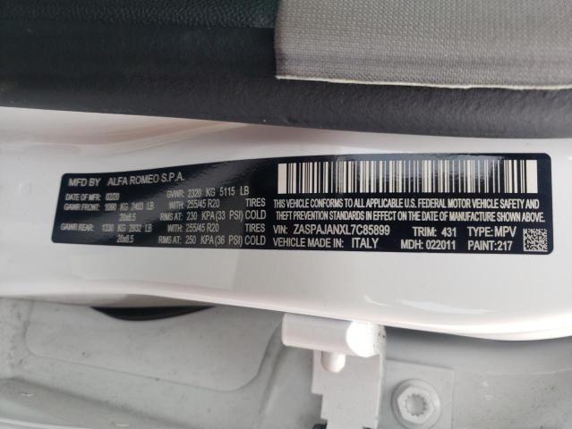 2020 ALFA ROMEO STELVIO ZASPAJANXL7C85899